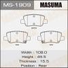 MASUMA MS-1909 Колодки  дисковые Masuma  MS-1909 /AVENSIS/ ADT271L, ZRT271L, ADT270 rear