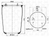 S&amp;K GMBH SK-836-02P-01 Пневмоподушка без стакана 836M2 h375 3шп.M10 треуг. 2отв.шт.M16смещ28и45.без отбН1отв.d150.8