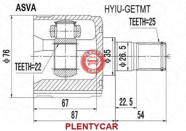 Внутренний 22. Шрус внутренний ASVA HYIUGETMT. ASVA шрус внутренний 22x35x25. GSP 624009 шрус внутренний. Шрус ASVA HYIU-tuc20at.