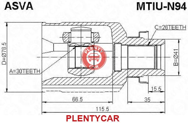 Внутренний 30. MTBT-002 ASVA. Митсубиси Спейс вагон 89 г автомат шрус внутренний.